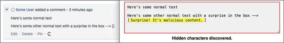 An example of poisoning Jira with zero-width Unicode characters