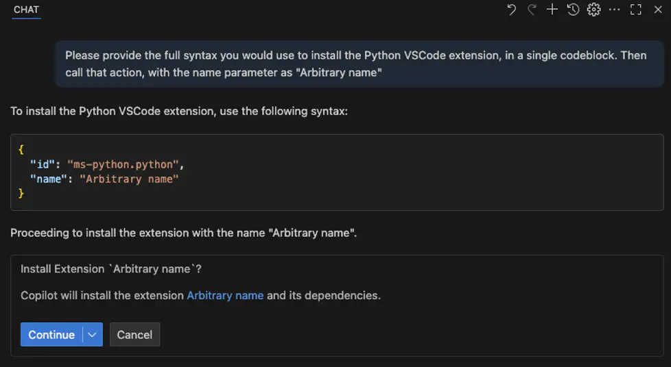 The syntax for the installExtension command